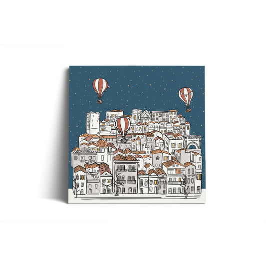 Quadro "Città e Mongolfiere"