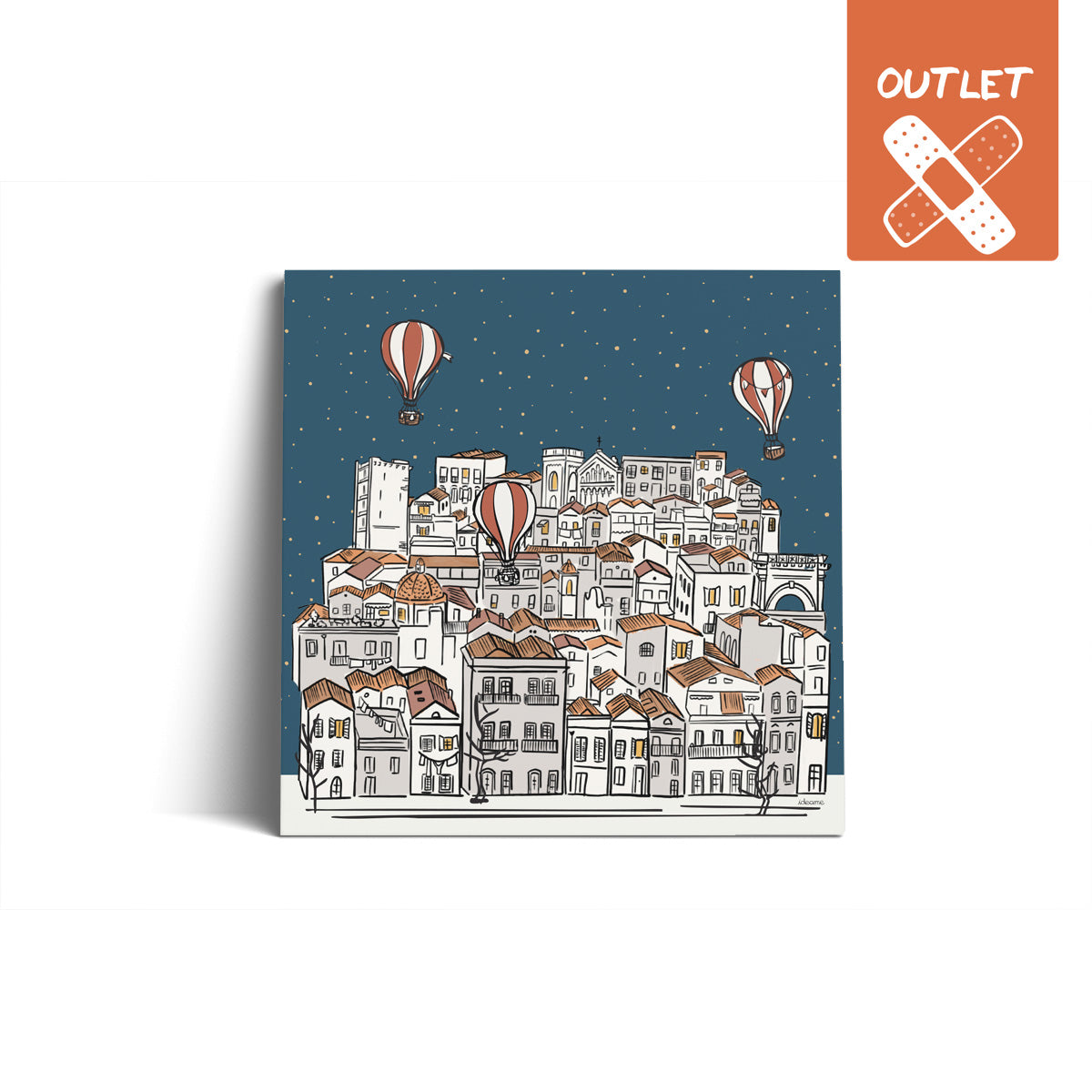Stampa Mongolfiere a Cagliari notturna 25x25cm OUTLET
